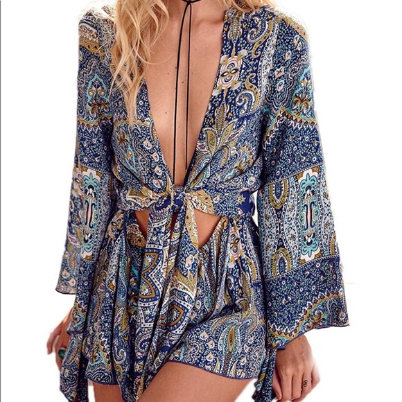 Boho tie up romper - Picture 3 of 3